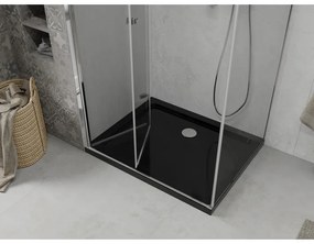 Mexen Lima, sprchový kút so skladacími dverami 120 (dvere) x 90 (stena) cm, 6mm číre sklo, chrómový profil + slim sprchová vanička čierna + chrómový sifón, 856-120-090-01-00-4070