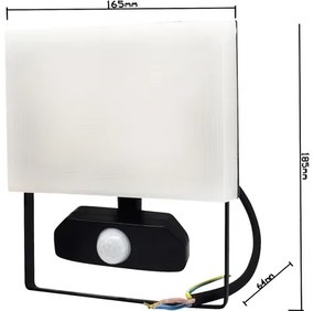 LED reflektor IP54 30W 3300lm 4000K čierny so senzorom pohybu
