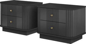 Sada nočných stolíkov Vespera 56 cm na sokli - čierna / zlatá