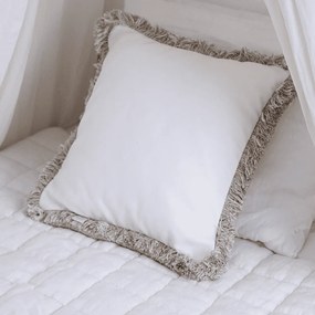 Boho štvorcový vankúš s rámom vanilka + béžová 40x40 cm