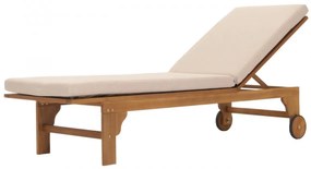 Lehátko HWC-N48, masívne akáciové drevo - vankúš krémovo-béžový