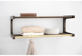 Tmavo hnedý nástenný vešiak z dubového dreva Inverness - Rowico