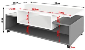 Konferenčný stolík Dalo (biela + grafit). Vlastná spoľahlivá doprava až k Vám domov. 1002481