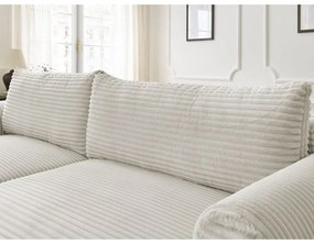 Krémová menčestrová rozkladacia rohová pohovka (ľavý roh) Lucien – Bobochic Paris