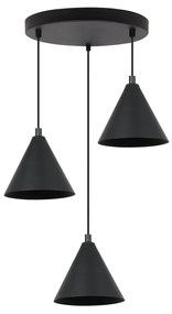Závesné svietidlo Soho, 3x čierne kovové tienidlo, (fi 14cm), o