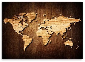 Gario Obraz na plátne Drevená mapa sveta Rozmery: 60 x 40 cm