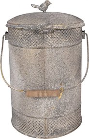 Šedý antik kovový odpadkový kôš s pedálom Pitch - 24*24*31 cm