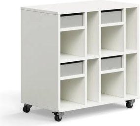 Študentská úložná skrinka CASPER, 4 zásuvky, 8 priehradiek, biela, šedá