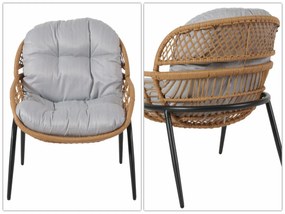 Súprava 2 kresielok a stolíka HWC-N33 - prírodná farba, čalúnenie svetlosivá