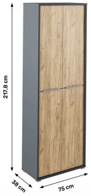 Policová skriňa Hamila NEW TYP 05 (grafit + dub artisan). Vlastná spoľahlivá doprava až k Vám domov. 1028757