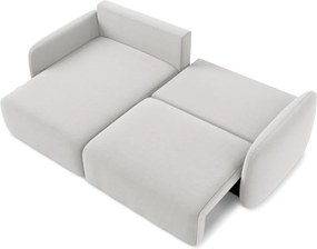 Svetlosivá zamatová rozkladacia/s úložným priestorom rohová pohovka (ľavý roh/s leňoškou) Kalena – Makamii