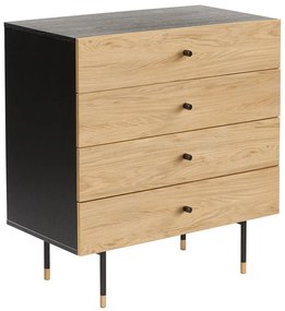 Vysoká komoda v dekore duba v čiernej a prírodnej farbe 80x87 cm Jugend – Woodman