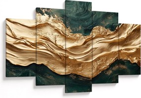 Obraz - Zelená abstrakcia so zlatom II. (150x105 cm)