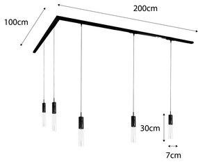 Moderný koľajnicový systém s 5 závesnými svetlami z tmavého kovu 1-fázový - Iconic Lloyd