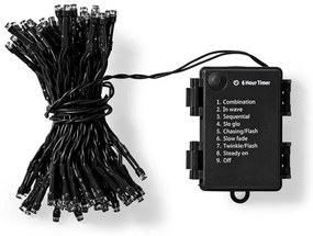 Nedis CLBO192 - LED Vianočná reťaz 192xLED/7 funkcií/3xAA 14,9m IP44 teplá biela