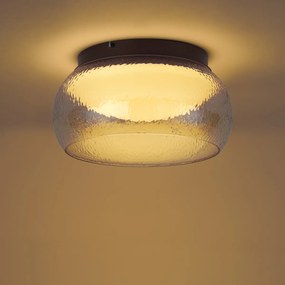 Stropná lampa v štýle Art Deco hnedá s jantárovým sklom vrátane LED 3-stupňovo stmievateľná - Thimble