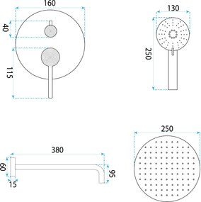 Rea Foster, podomietková sprchová súprava + BOX inštalačný systém, zlatá matná, REA-P6441