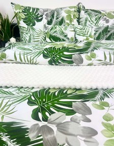 Obliečky Maurícius 140x200 / 70x90 cm – 100% bavlna, tropický vzor s palmami a monsterou, zips