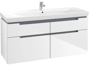 VILLEROY &amp; BOCH Subway 2.0 závesná skrinka pod umývadlo, 4 zásuvky, 1287 x 449 x 590 mm, Glossy White, A91610DH