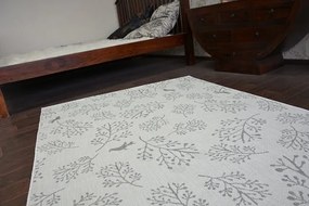 Koberec SIZAL FLAT 48774/367 Lístky vtákov krém sivý