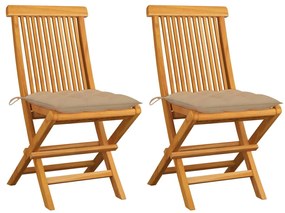 vidaXL Záhradné stoličky s béžovými podložkami 2 ks tíkový masív