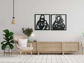 drevko Dvojdielny obraz Srdce Ježiša a Srdce Márie Rozmer obrazu: 33 x 65 cm, Farba dekorácie: Čierna