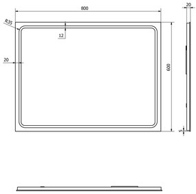 Sapho Sapho, GEMINI LED podsvietené zrkadlo 600x800mm, GM060