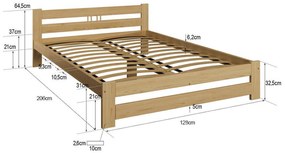 Postel borovice není lakovaná LUX VitBed 120x200cm + Matrace Niobé 120x200