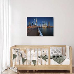 Sklenený obraz - Súmrak v Rotterdame, Holandsko (70x50 cm)