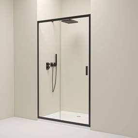 CERANO - Sprchové posuvné dvere Varone LINE Ľ/P - čierna matná, transparentné sklo - 100x195 cm, CER-CER-478087