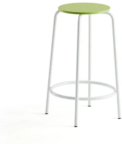Barová stolička TIMMY, biely rám, zelený sedák, V 630 mm
