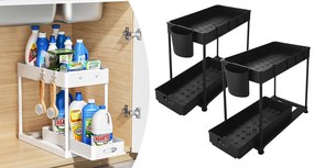 2-úrovňový stojan pod drez 2ks, rôzne farby, čierny