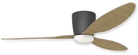 Stropná ventilátor Veneti CCT čierne/Teak Wood s LED stmievateľný