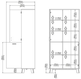 Biela/v prírodnej farbe knižnica v dekore duba 89x188x40 cm Ikast – Tvilum