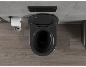 Mexen Rico závesné wc Rimless s toaletným sedátkom Slim z duroplastu, čierna matná - 30720185