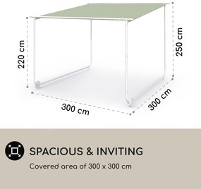 Blumfeldt Nantes, pergola, slnečná strieška, 3 x 3 m, polyester, oceľový rám, UV 50+, podlahové kolieska