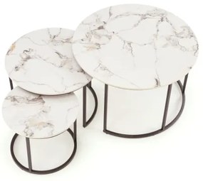 Sada 3 ks konferenčných stolíkov COMORO, biela/čierna