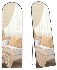 SongmicsHome Zaoblené zrkadlo UMBRA, 160x50cm, čierna