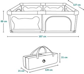 Lionelo - Hracia ohrádka WILLOW šedá