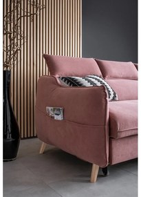 Svetloružová zamatová rozkladacia rohová pohovka (pravý roh) Sweet Harmony – Miuform