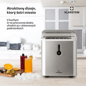 Klarstein Chillout, výrobník ľadu, oblé kúsky ľadu, 12 kg/24 h, nádrž 1,5 l, strieborný