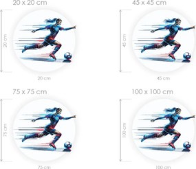 Futbalistka 02 textilná prelepiteľná nálepka na stenu arch 45 x 45 cm