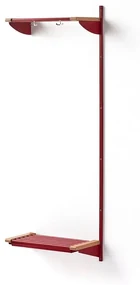 Vešiaková stena JEPPE s hornou policou, prídavná sekcia, 1790x600x310 mm, červená/dub
