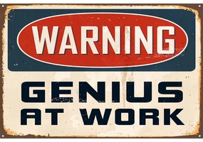Ceduľa Warning - Genius At Work
