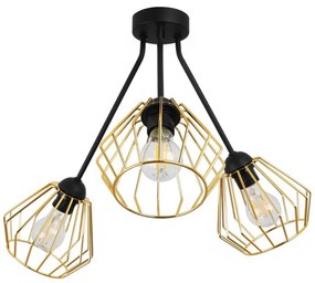 Stropné svietidlo Nuvola Trio, 3x zlaté drôtené tienidlo