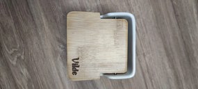 VILDE 2. akosť - Hranatá keramická cukornička /soľnička s bambusovým viečkom a lyžičkou, 250ml VILDE, biela