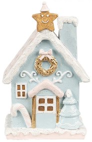 Modrá svietiaca perníková chalúpka Gingerbread House - 9*8*15 cm