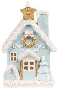 Modrá svietiaca perníková chalúpka Gingerbread House - 9*8*15 cm