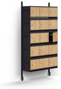 Skrinka na topánky ENTRY, základná sekcia, 15 drevené dvere, 1800x900x300 mm, antracit/dub