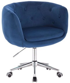 LuxuryForm DESIGN Kreslo MONTANA VELUR na striebornej podstave s kolieskami - modré